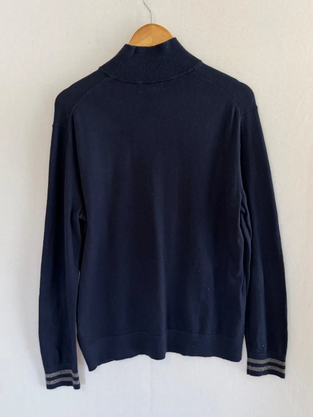 BANANA REPUBLIC Men’s Large Navy Blue Pima Cotton Cashmere 1/4 Zip Sweater